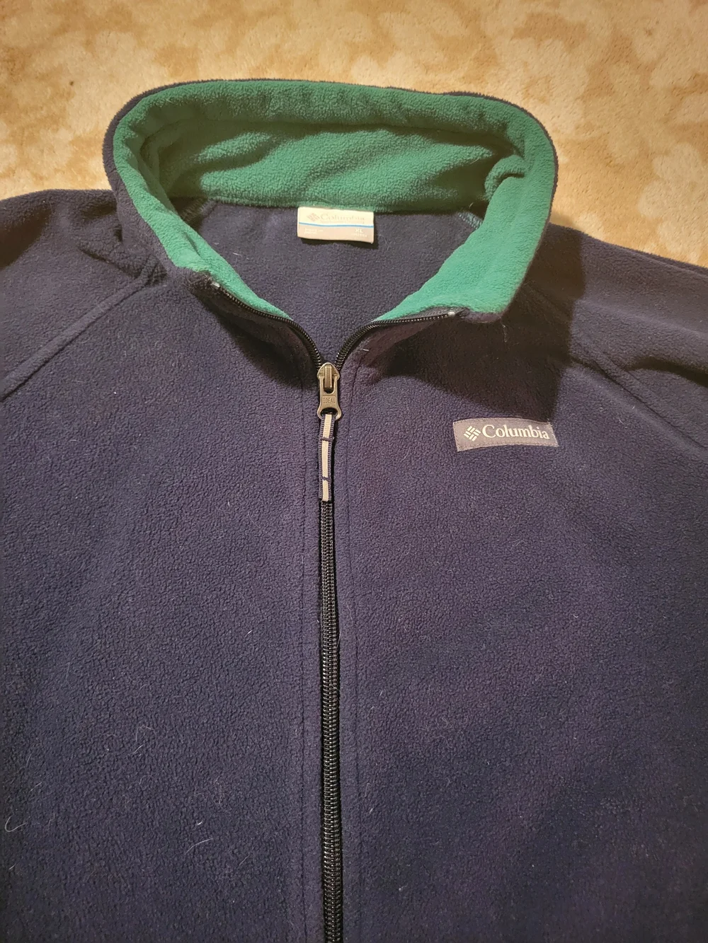 COLUMBIA Navy Blue Green Fleece Full Zip Jacket Kids XL size 18